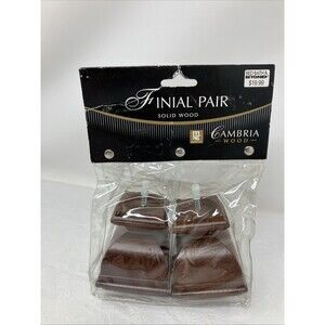 Bed Bath & Beyond set 2  Wood Tone Finials Square Screw Ends Brand New